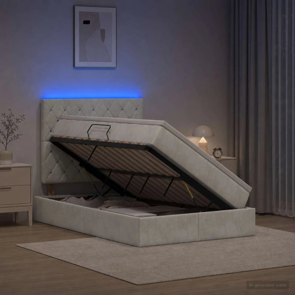 Letto con contenitore LED e materasso Grigio Chiaro 3460062