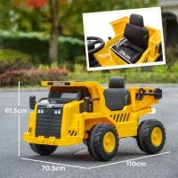Camion Giocattolo Licenza Caterpillar con Telecomando, Fari, Secchio e Pala, 110x70.5x61.5 cm, Giallo