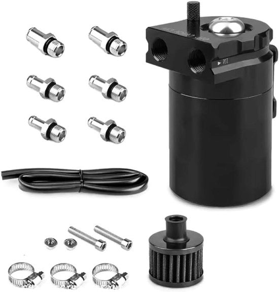Migliora le prestazioni del tuo motore con la cassetta di raccolta di olio universale da 300ml in alluminio e accessori (nero)