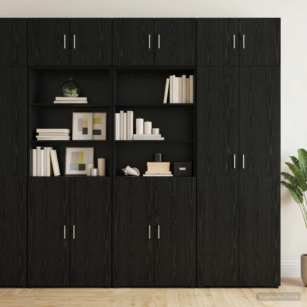Armadio per la conservazione con ripiani Rovere Nero 3446669