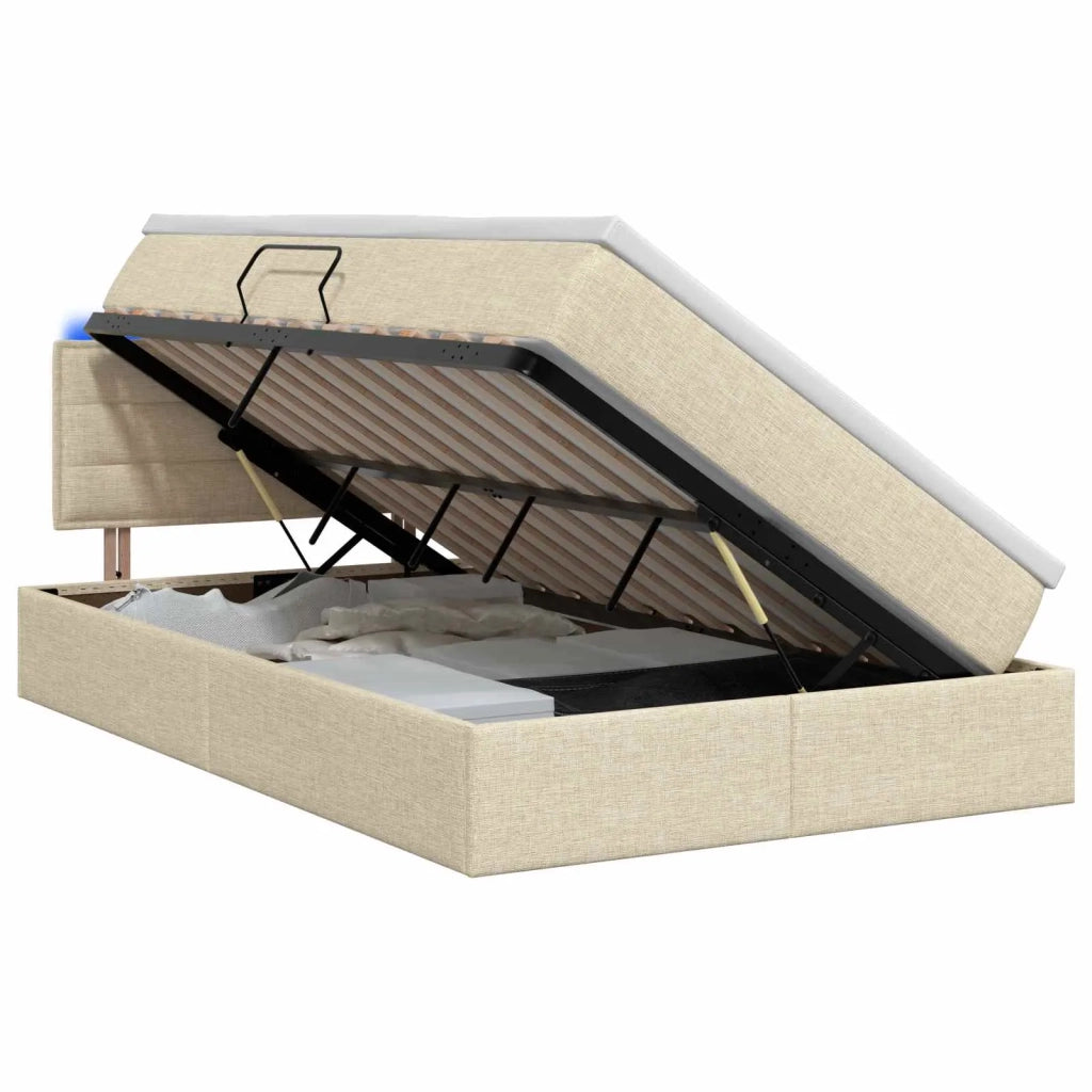 Letto con contenitore LED e materasso Crema 120 x 200 cm 3458995