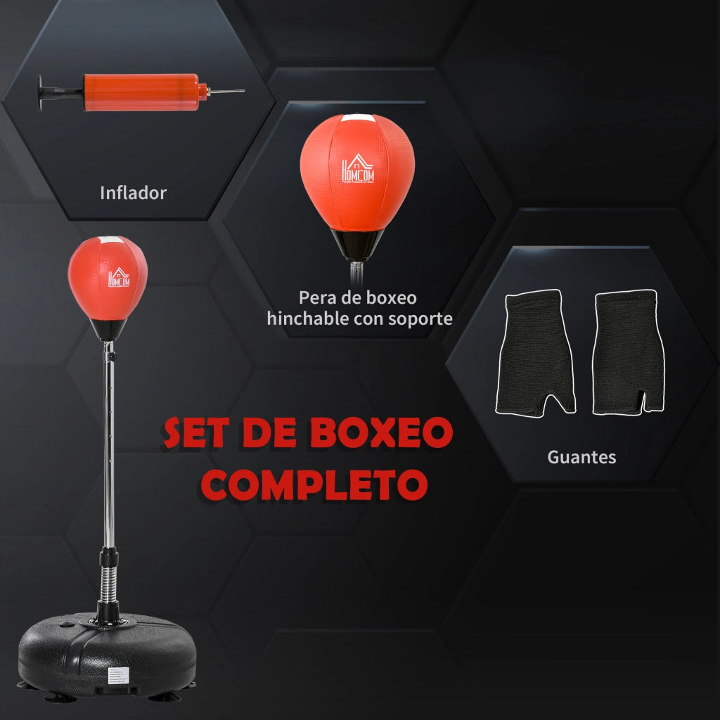 Sacco da boxe in piedi regolabile 133-151 cm con base, guanti e pompa ¨C zephmum ¨C nero e rosso