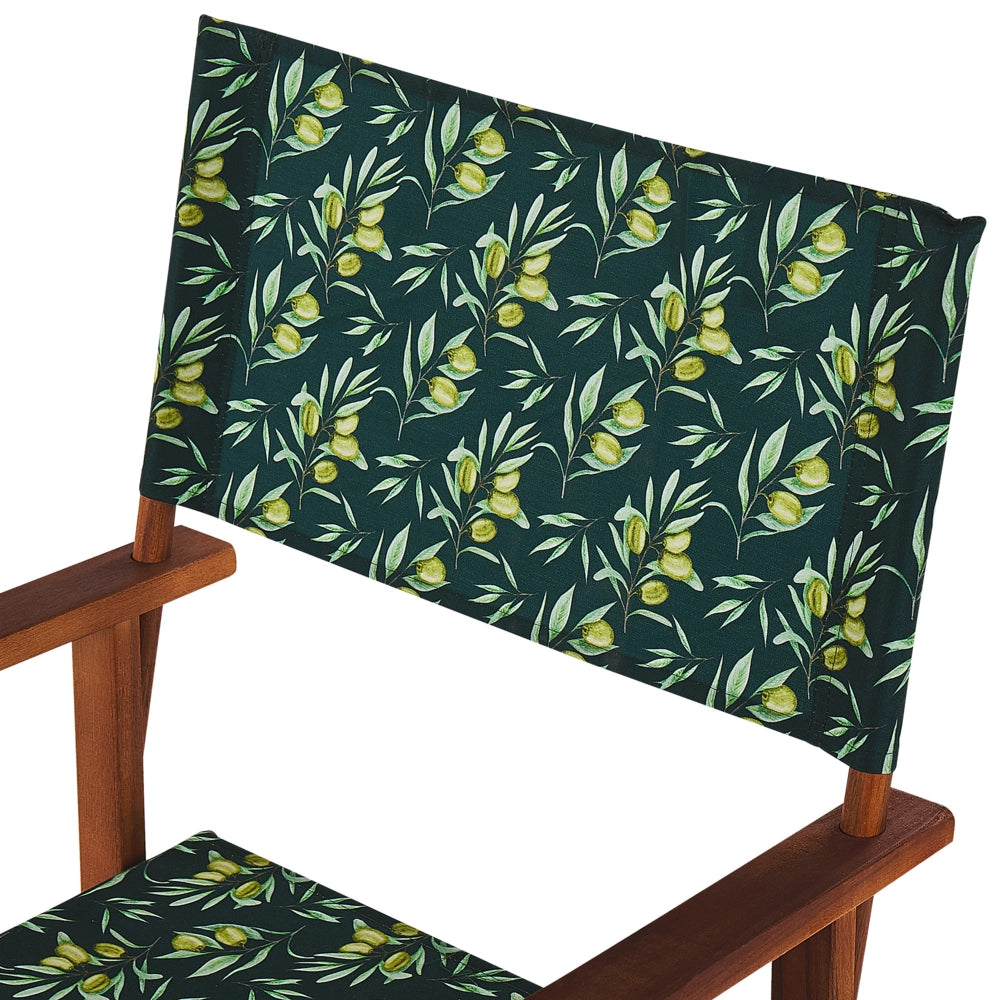 Set di 2 sedie da regista da giardino in legno scuro con tessuto di ricambio in tessuto di acacia olive bianco sporco con 2 Tele intercambiabili