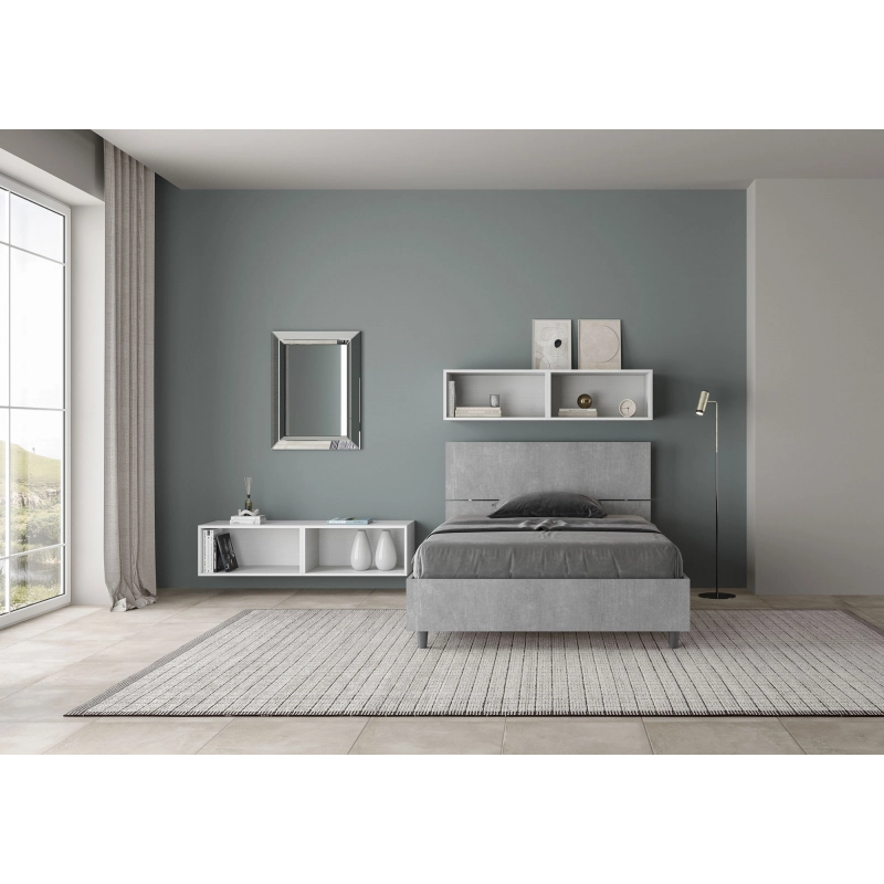 Letto 1 piazza e mezza 120x190 cm testata inclinata Demas - Senza rete,Grigio