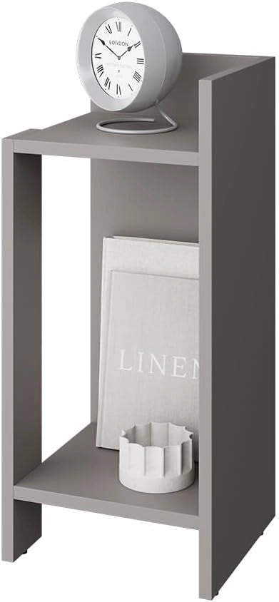 Comodino Lenar, Grigio, 27 x 60 cm, adatto come piano d’appoggio in camera da letto, soggiorno o corridoio