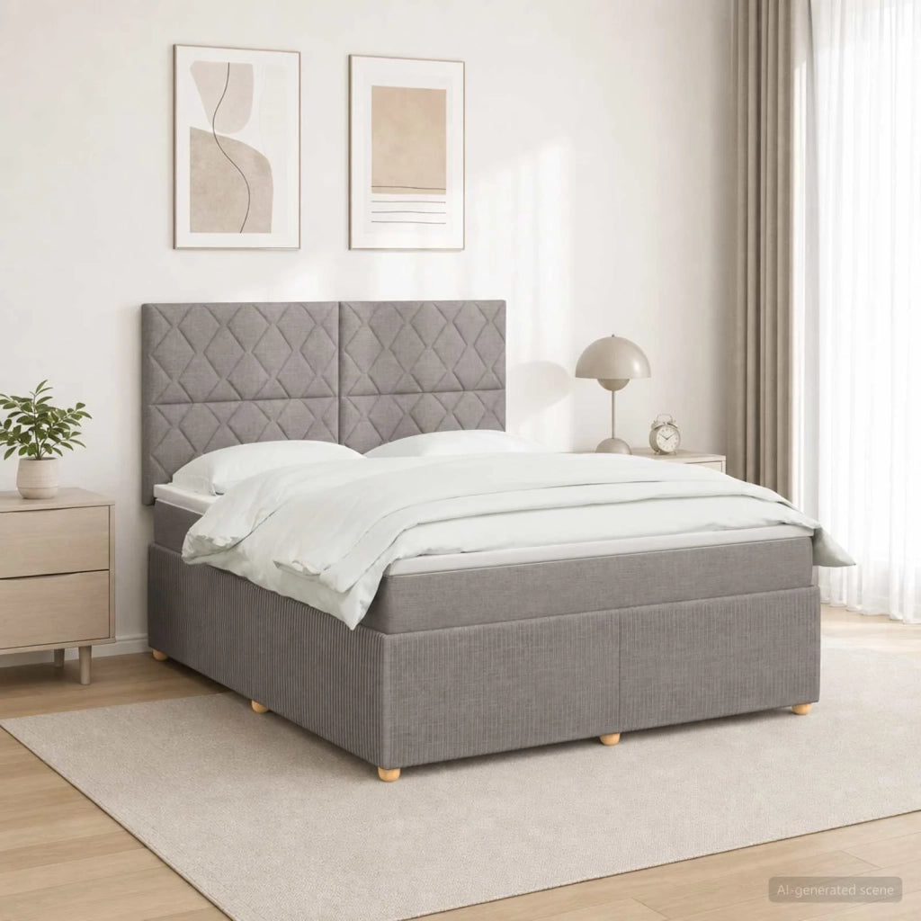 Letto box spring con materasso Tortora 160 x 200 cm Tessuto 3454442