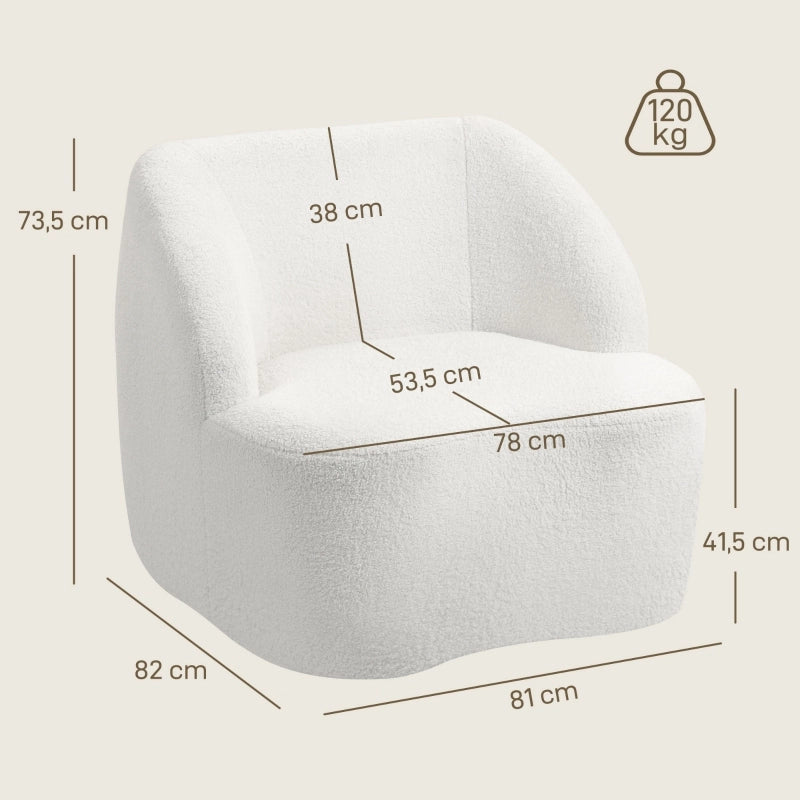 Fauteuil con schienale imbottito in pile e base antiscivolo per salotto e studio in poliestere crema