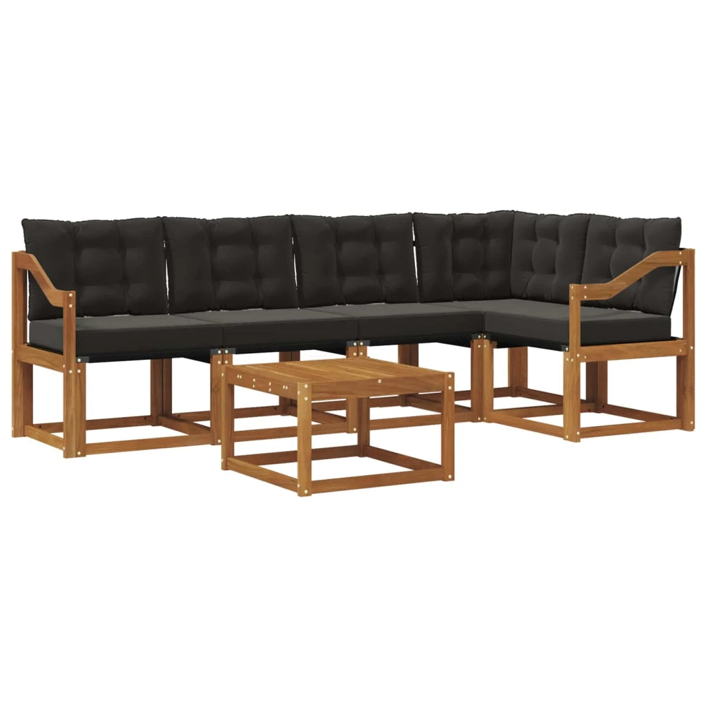 Set di divani da esterno con cuscino 6 pcs Naturale e Nero 3368699