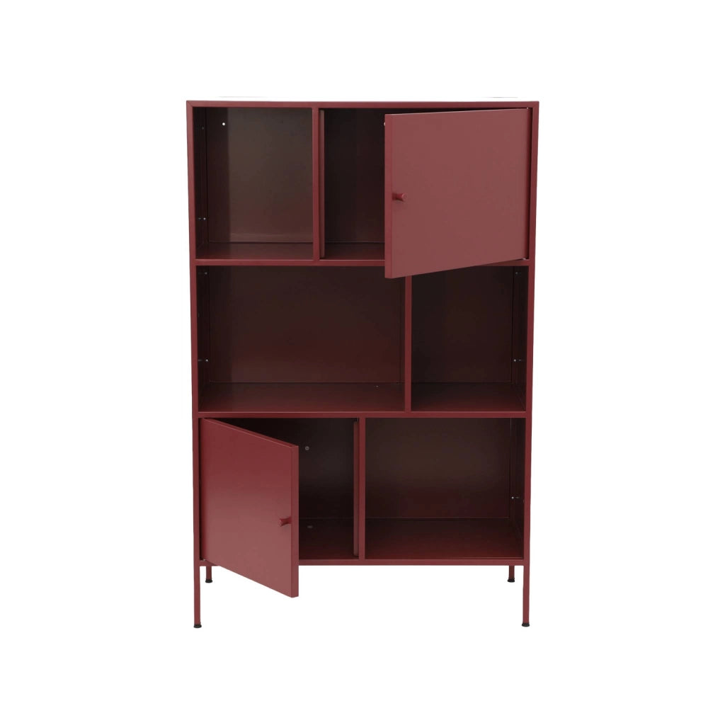 Credenza industriale in metallo con 6 scomparti, bordeaux