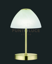 QUEEN LAMPADA DA TAVOLO LED 3W 280lm, 3000K METALLO OTTONE TOUCH 4 INTENSITA' DIFFUSORE COPPA VETRO H.24CM