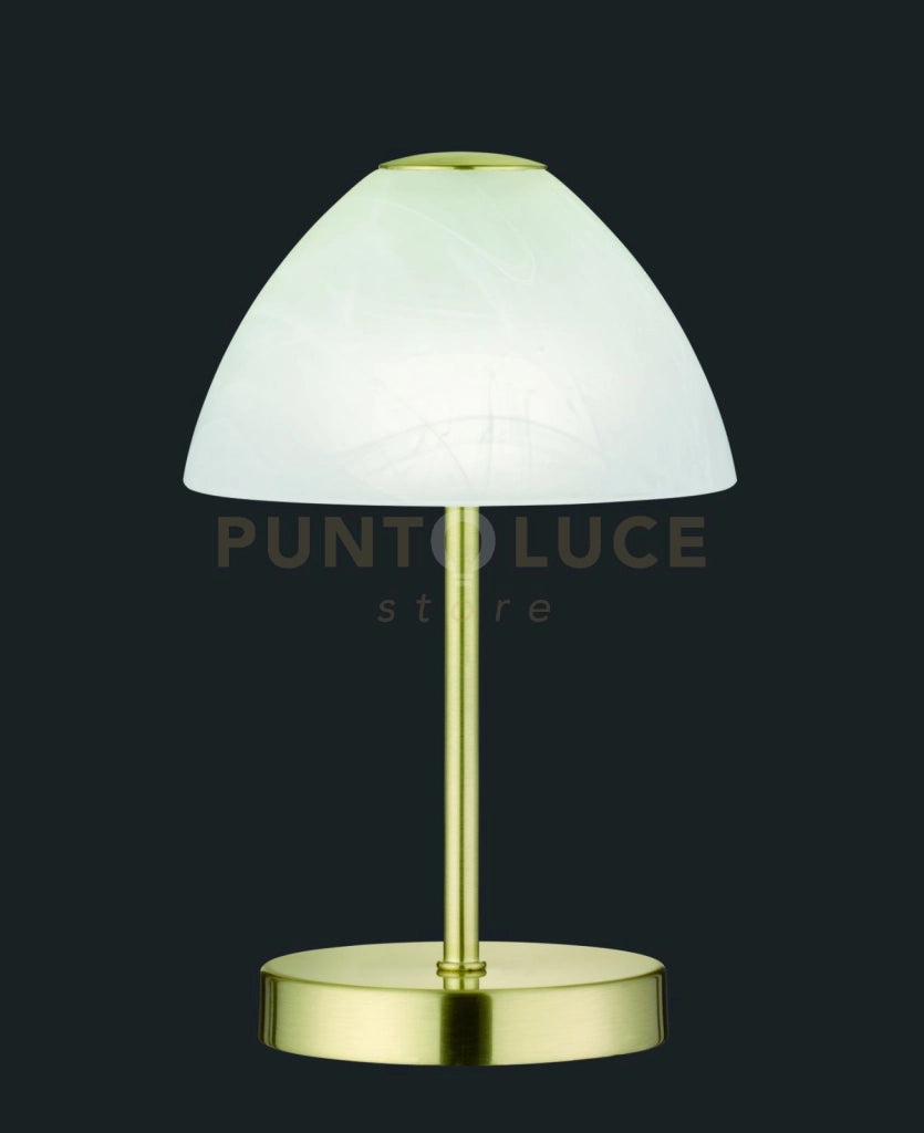 QUEEN LAMPADA DA TAVOLO LED 3W 280lm, 3000K METALLO OTTONE TOUCH 4 INTENSITA' DIFFUSORE COPPA VETRO H.24CM