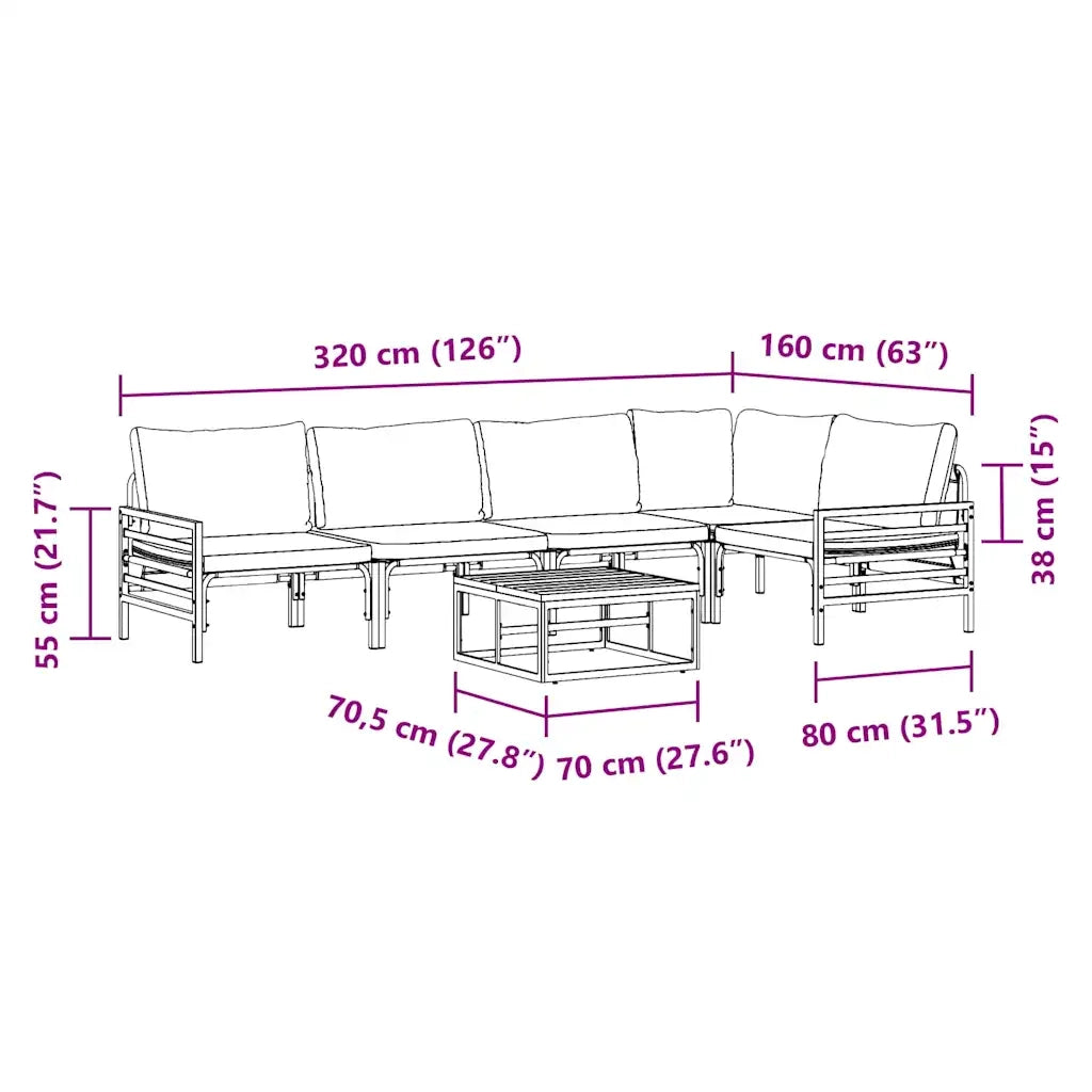 vidaXL Set Divano da Giardino 6 pcs Antracite Acciaio