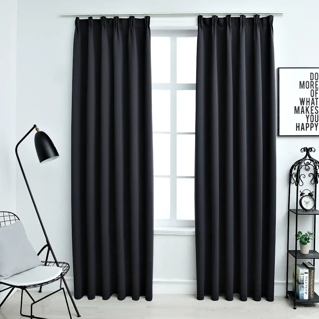 Tende Oscuranti con Ganci 2 pz Nere 140x175 cm cod mxl 77374