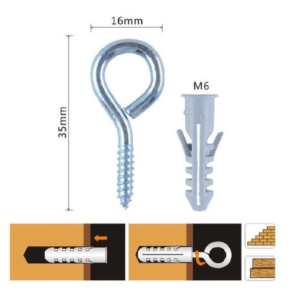 Trade Shop - Set 11pz Vite A Occhiello Chiuso 16x35mm + Tasselli Con Alette Tassello M6 90726 -