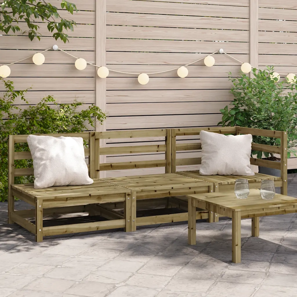 Divano da Giardino a 3 Sedute in Legno Impregnato di Pino