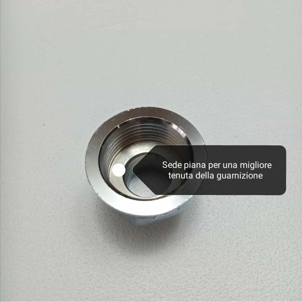 Prolunga ridotta da f 1'' x m 3/4'' sede piana in ottone cromato