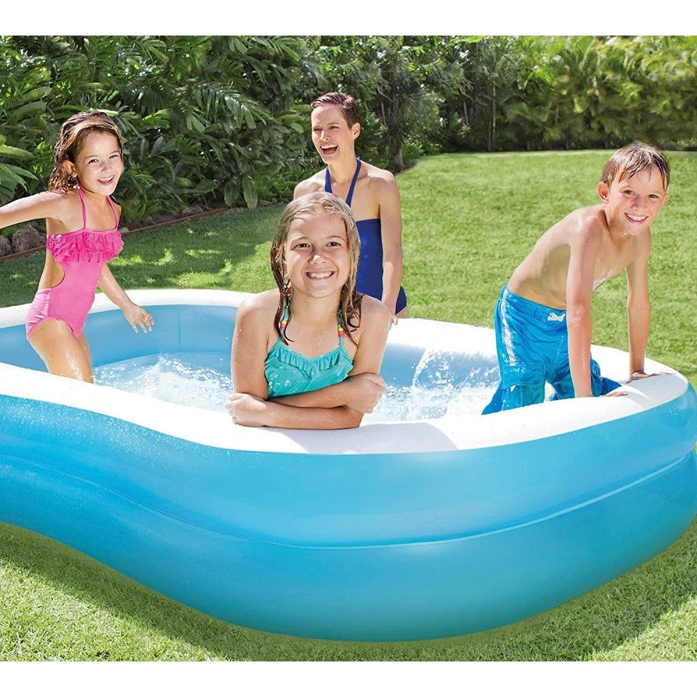 Trade Shop - Piscina Rettangolare Gonfiabile Family 2 Anelli 203x152x48 Cm 540lt Estate 57180 -