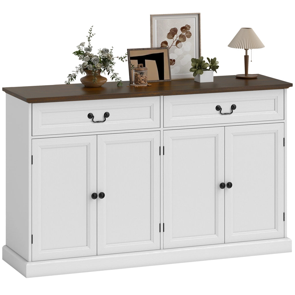 Credenza con 4 ante e 2 cassetti ¨C Xylo ¨C Legno bianco e marrone 140x40x85cm