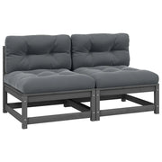 Divani Centrali Giardino con Cuscini Grigi 2 pz Pino Massellocod mxl 70734