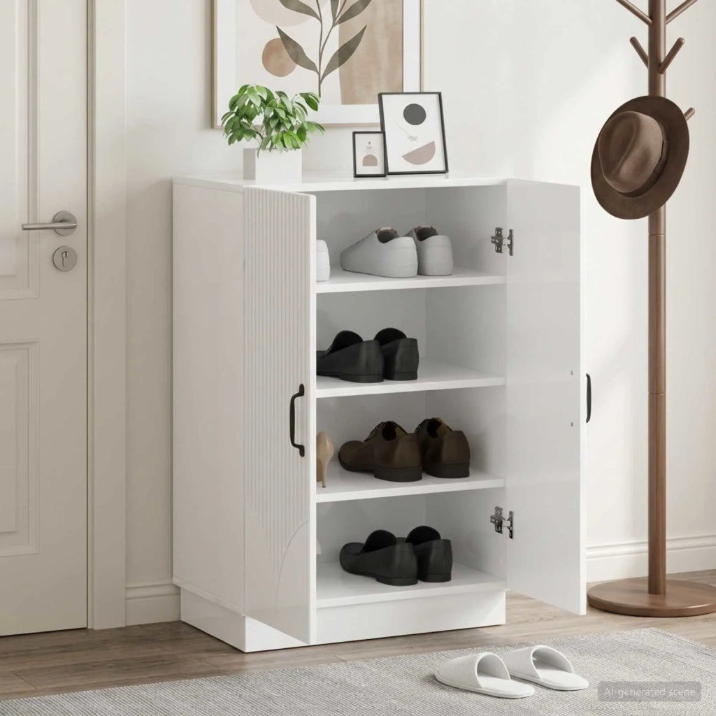Mobile per scarpe HOORN 59,5 x 39,5 x 87 cm Bianco Lucido 897309