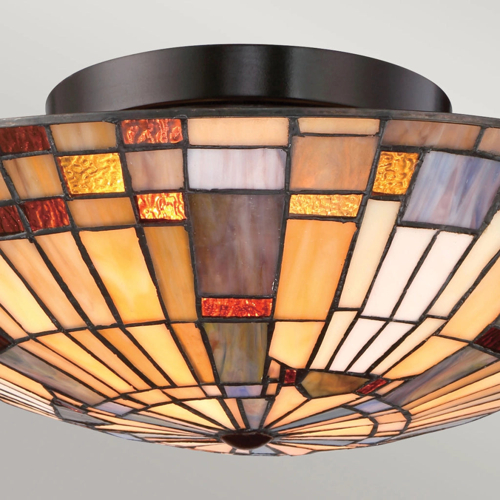 Plafoniera vetrata multicolor Inglenook Quoizel 2xE27