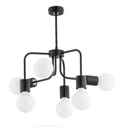 Plafoniera lineare moderna nera sfere bianche 6xE27 Alfa FLEXY