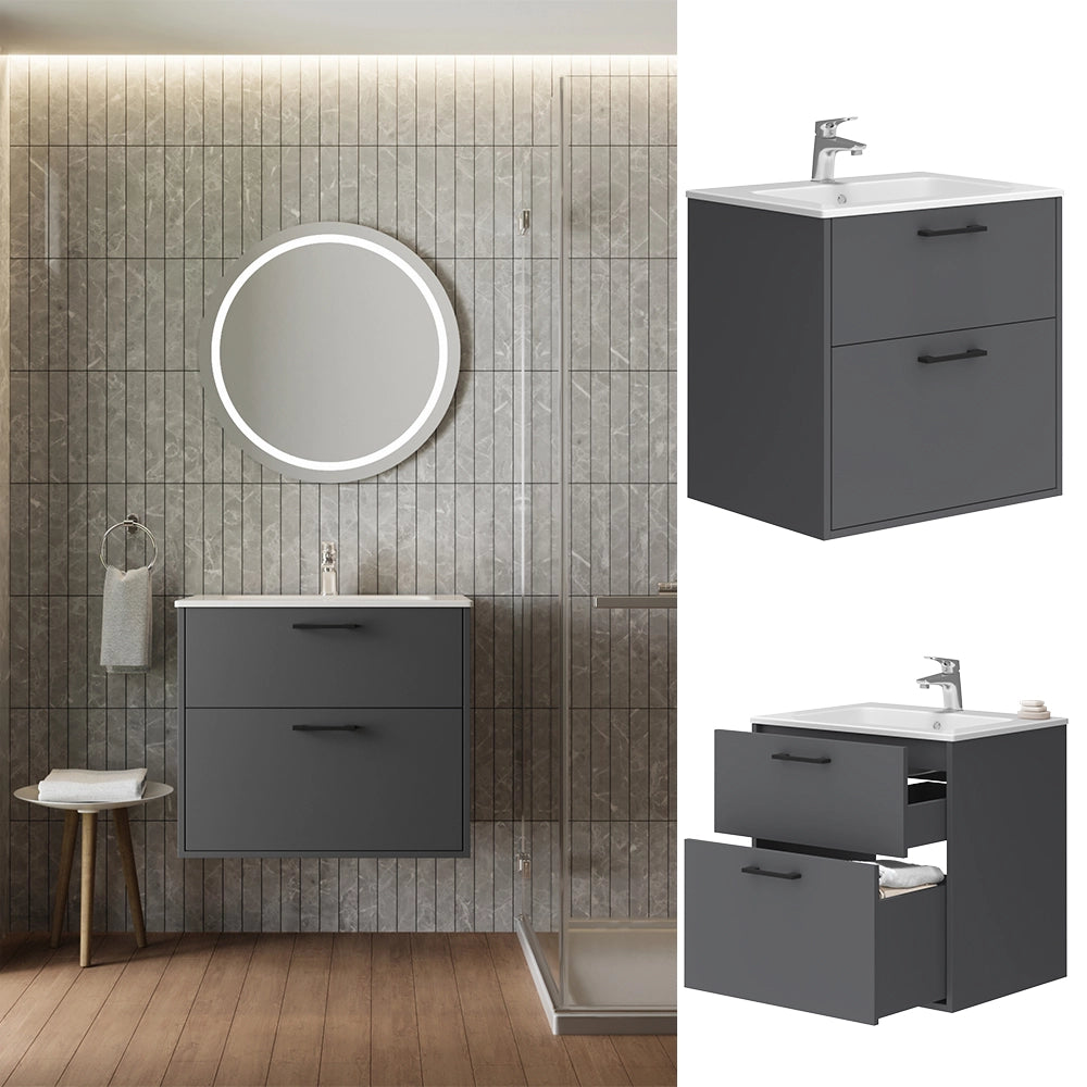 Vicco Set di mobili da bagno Antracite 61 x 61.5 cm con lavabo
