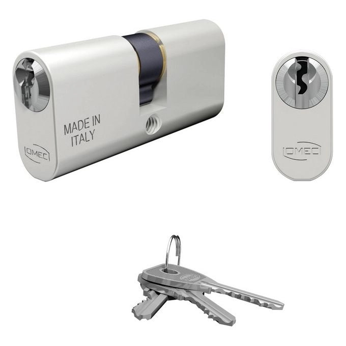 Omec 20511 Serie 140 Cilindro Ovale 70 mm 27x43 5 Perni Acciaio Inox Chiave Piatta KD colore Alluminio