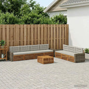 Set di divani da esterno 8 pcs Naturale e Grigio Chiaro