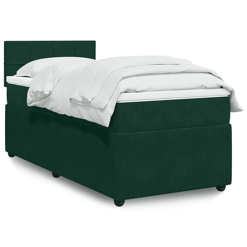 Giroletto a Molle con Materasso Verde Scuro 80x200 cm Velluto