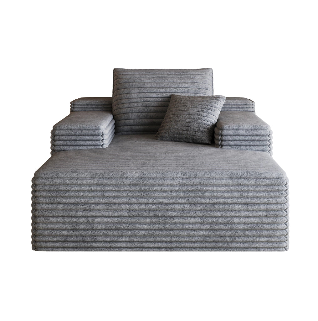 Divano chaise longue in velluto a coste grigio scuro