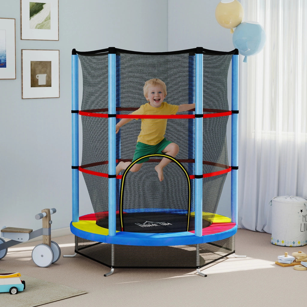 Trampolino Elastico per Bambini con Rete di Sicurezza ¨C Zephmum ¨C ?140x190 cm Multicolore