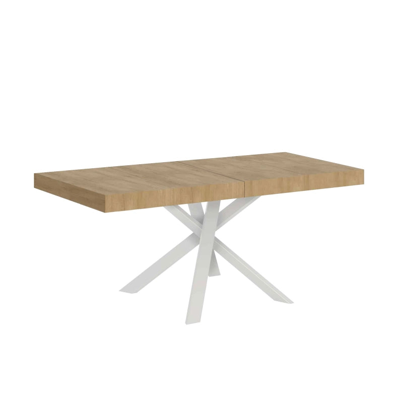 Tavolo allungabile 90x90/194 cm Clerk Premium - gambe Bianche - Quercia Natura