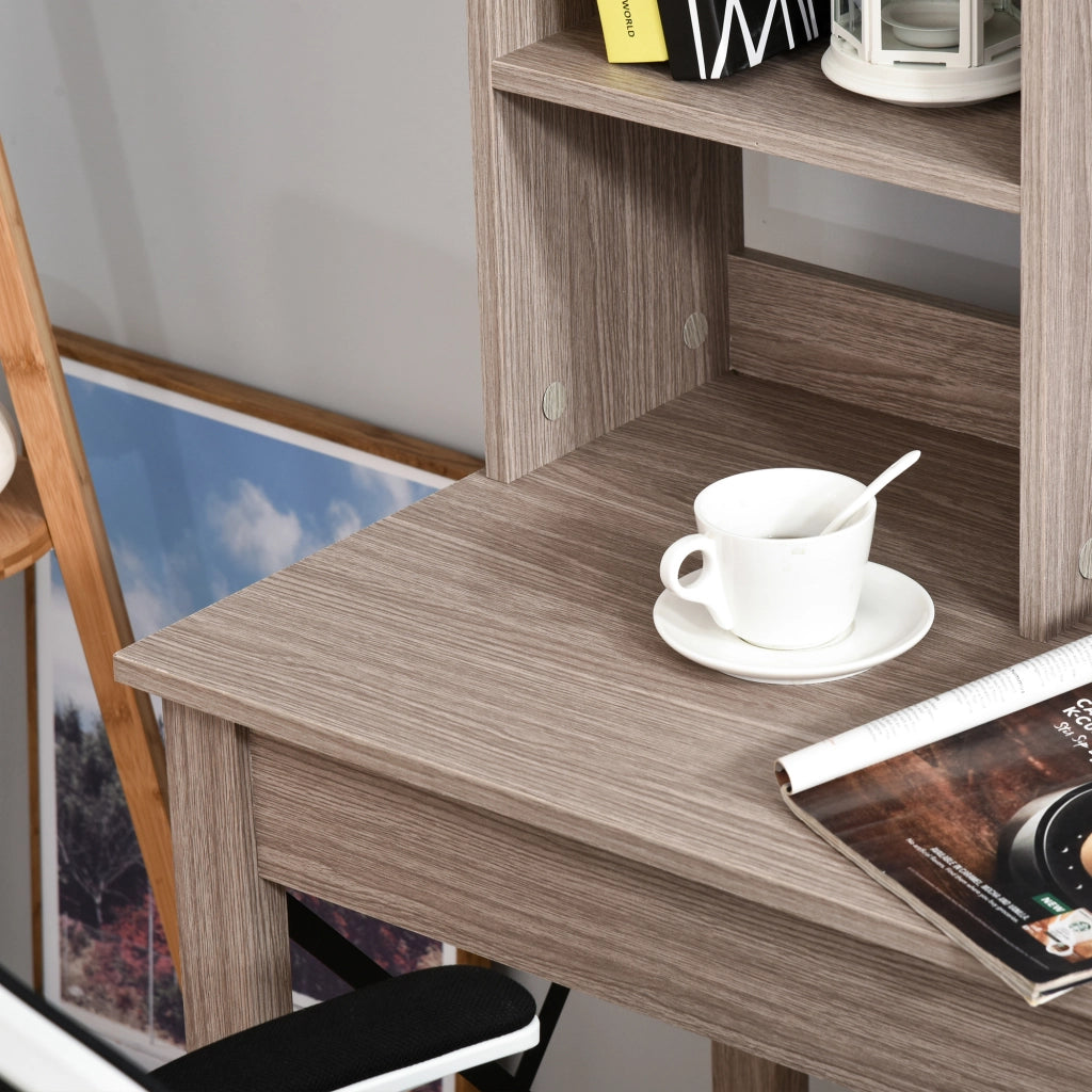 EasyComfort Scrivania per Computer Moderna con Ripiani Aperti, Scrivania con Libreria in Legno, Tavolo Porta PC per Computer, per Ufficio, Studio e Camera da Letto, 105x50x137.5cm, Marrone