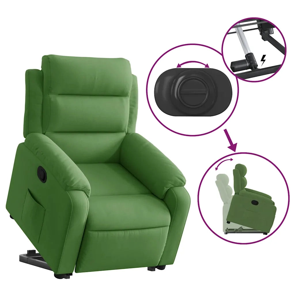 Poltrona Alzapersona Reclinabile Verde Chiaro in Velluto 3205095