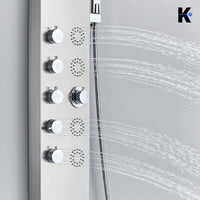 BERND | Pannello doccia premium a pioggia in acciaio inox | Sistema doccia massaggiante in argento spazzolato | Rubinetto miscelatore sistema