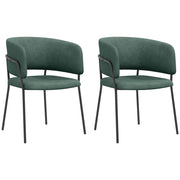 Set 2 Sedie per Cucina Imbottite, in Tessuto Effetto Velluto e Acciaio, 57x53x73 cm, Verde