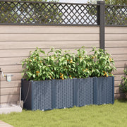 Vasi da Giardino con Sistema di Irrigazione 4 pezzi Grigio