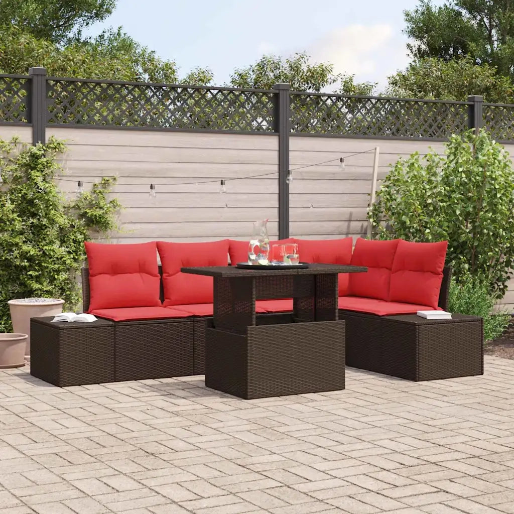 Set Divano da Giardino 6 pz Marrone polyrattan 3357927
