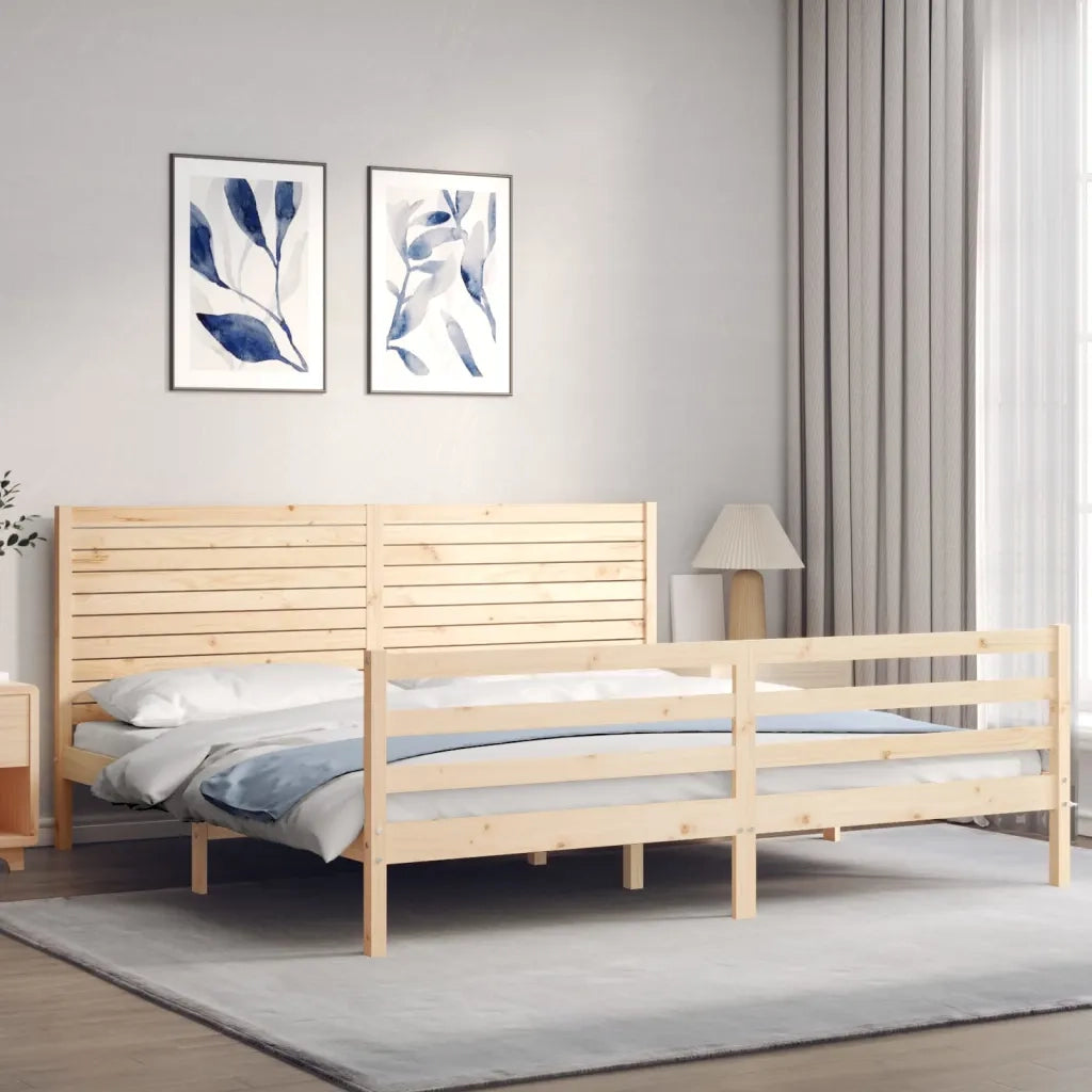 Giroletto con Testiera Super King Size-Struttura Letto in Legno Massello 854393