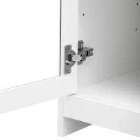 Credenza Moderna con Superficie in Legno, con 4 Ante e 2 Cassetti e Anta in Vetro, per Soggiorno e Sala da Pranzo, Bianco