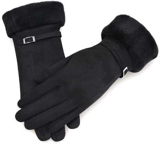 Maniche nere per donne, guanti invernali, guanti da donna, guanti da esterno, misura 24*8,7cm