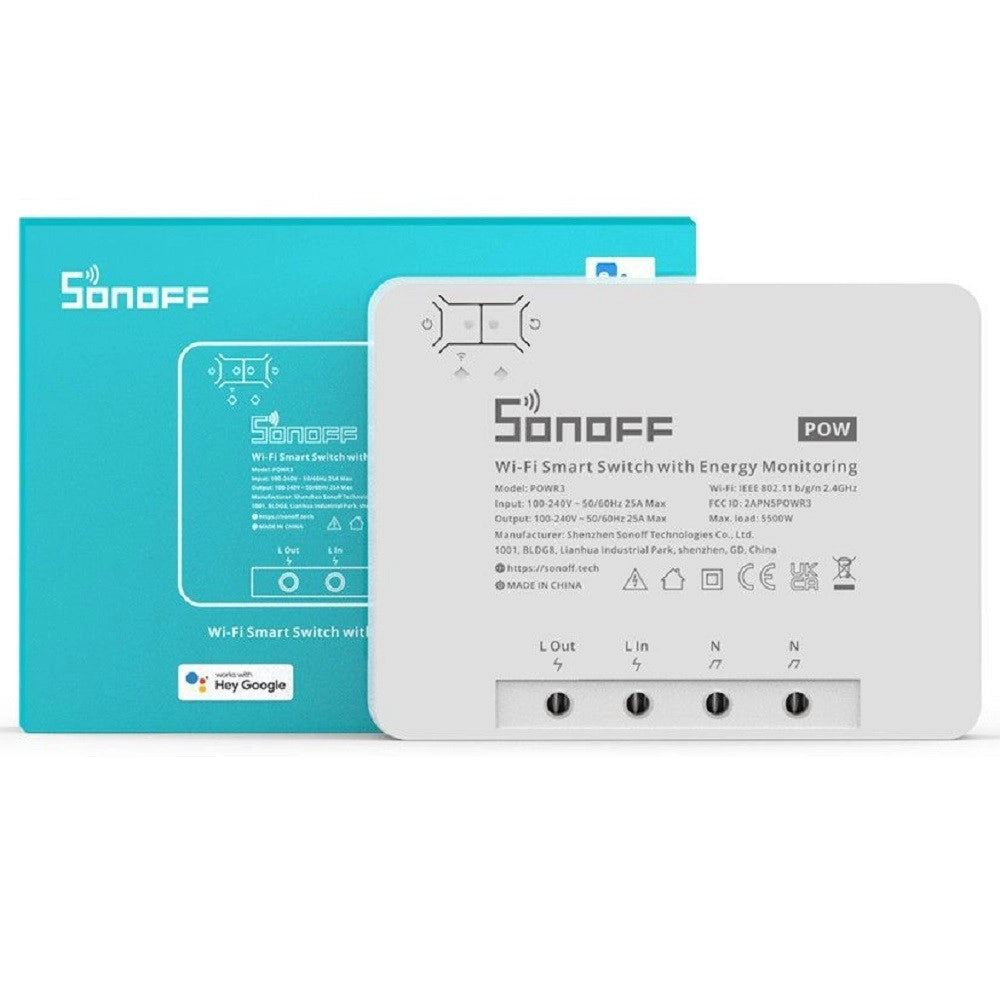 Trade Shop - Interruttore Contatore Wifi Smart Con Monitoraggio Energetico Alexa Sonoff Powr3 -
