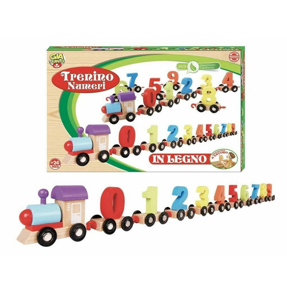 Trade Shop - Trenino Treno Con Vagoni Numeri In Legno Giocattolo Gioco Infanzia Bambini +24 -