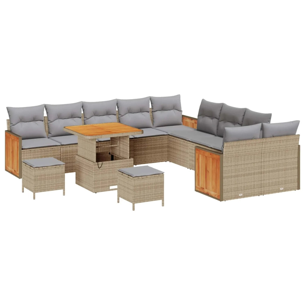 Set Divano da Giardino con cuscino 13 pcs Beige e Grigio Chiaro 3363232