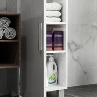Colonna Bagno Moderna con 2 Armadietti e Ripiani Regolabili, 40x30x167.5 cm, Bianco