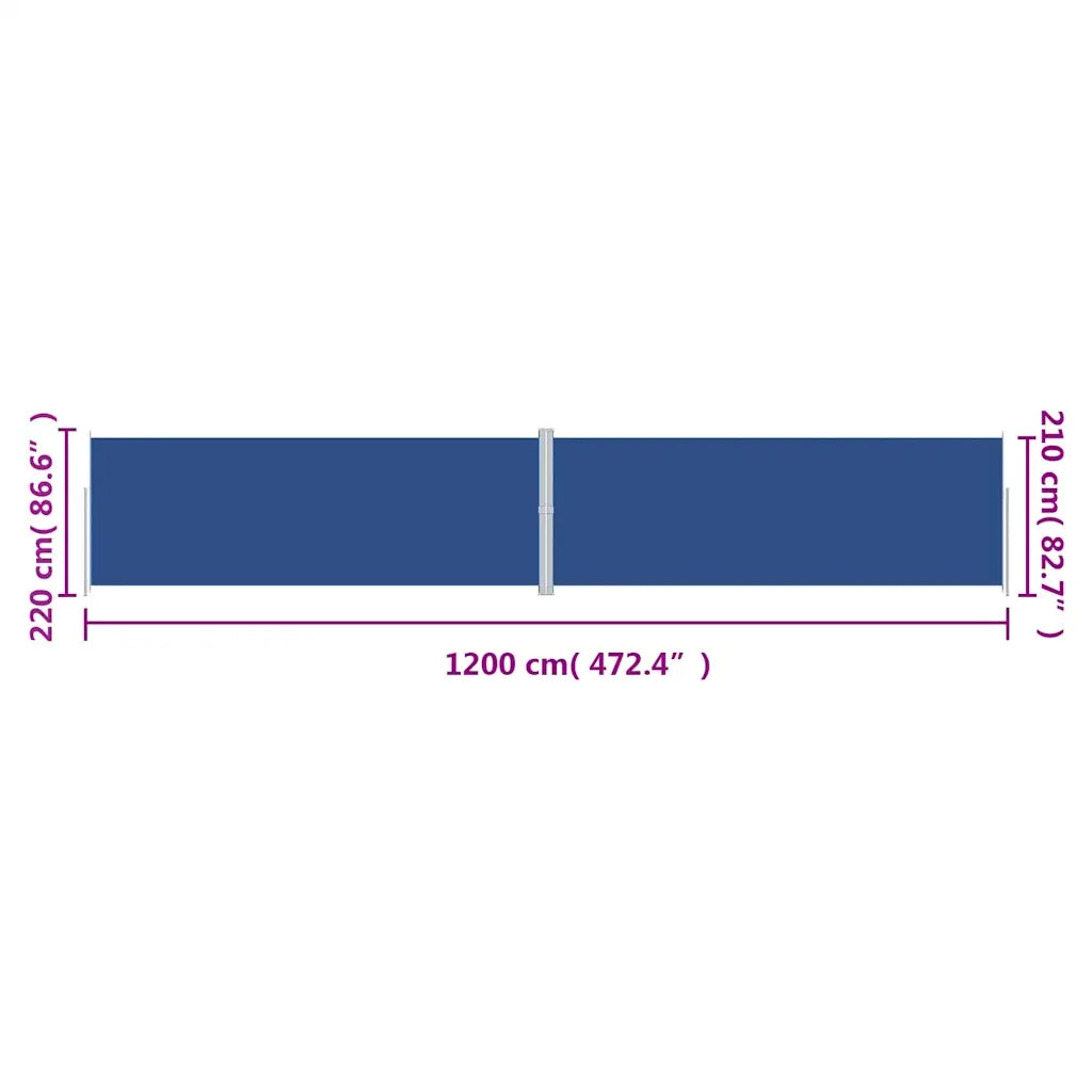 Tenda da Sole Laterale Retrattile-Tenda parasole per balcone per giardino Blu 220x1200 cm 482686