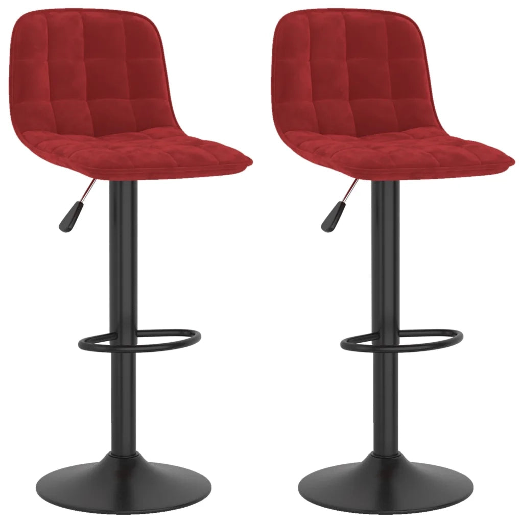Sgabelli da Bar 2 pz Rosso Vino in Velluto 333997