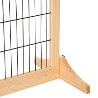 Cancellino per Cani da Interno Estensibile in Legno di Pino e Acciaio, 104-183x36x69 cm, Color Legno