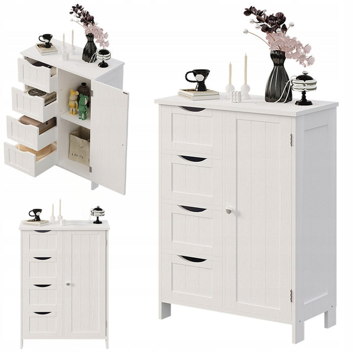 ARMADIO SCAFFALE COMÒ BAGNO INGRESSO 3 CASSETTI BIANCO ALTEZZA 80 CM